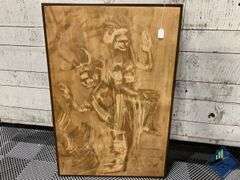 Vintage Framed Asian Canvas Art