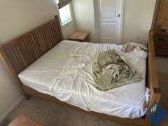 Queen BedFrame with Mattress & Sheets