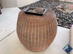 Pottery Barn Side Table with Decorative Rocks