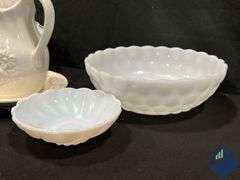 White Glass Decorative Bowls, etc.