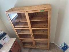 Wooden Bookshelf with Glass Panel Door
