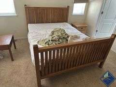 Queen BedFrame with Mattress & Sheets