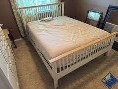 Cottage Style Queen Bedframe, Mattress, Boxspring & Bedding