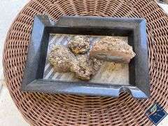 Pottery Barn Side Table with Decorative Rocks