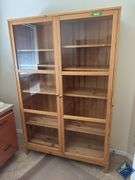 Wooden Bookshelf with Glass Panel Door