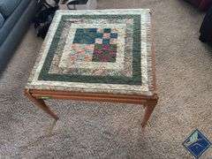 Lane Wooden Coffee Table with Quilted Cover