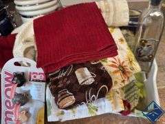 Canisters, Tea Towels, Serving Tray, etc.