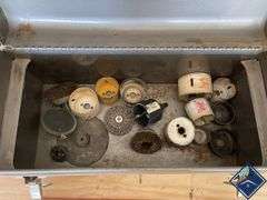 Vintage Craftsman Portable Metal Tool Box, Hole Saw Bits, etc.