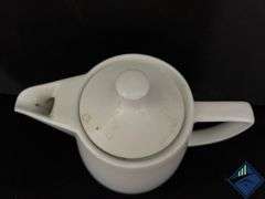 Porcelain Teapot, Cream Pitcher and Covered Butter Dish