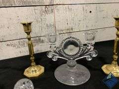 Candle Sticks, Candy Dish & Glass Bowl