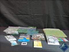 Fabric, Thread, Glass Beads, etc.