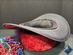 Red Velvet Hat & Mardi Gras Beads