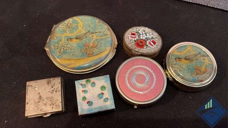 Vintage Pocket Mirror, Spoons & Pill Boxes