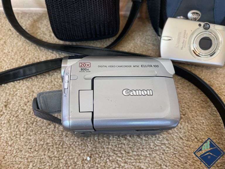 Canon Powershot SD550 Digital Camera & Digital Video Camcorder NTSC ELURA 100 w/ Cases