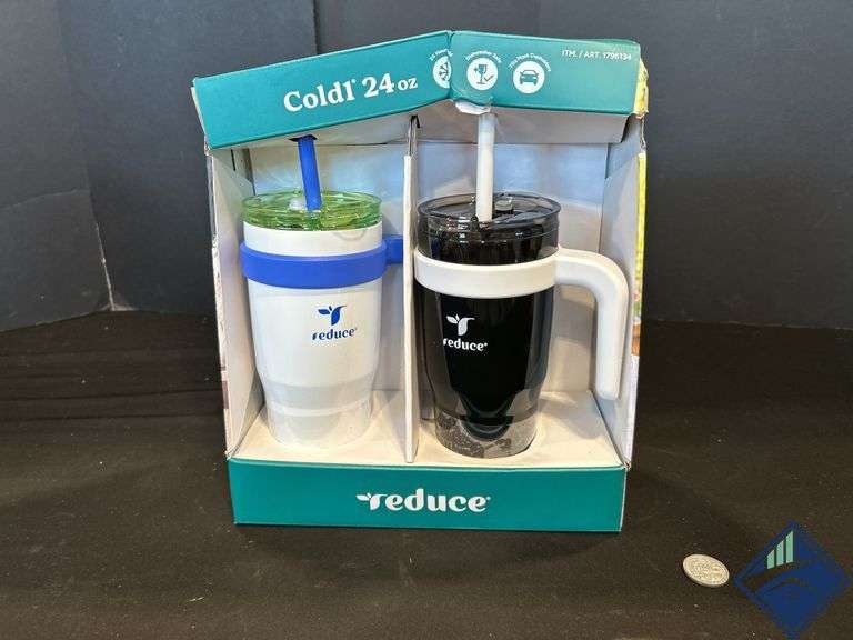 Reduce Cold1 24 Fluid Ounce Mug  2 Pack (White/Black)