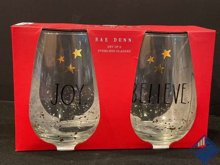 Rae Dunn Holiday Stemless Wine Glasses