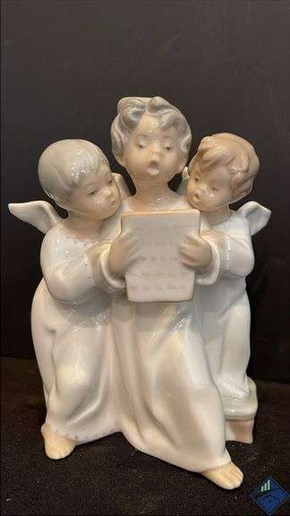 Vintage Lladro Angels Group Figurine & Glass Eggs