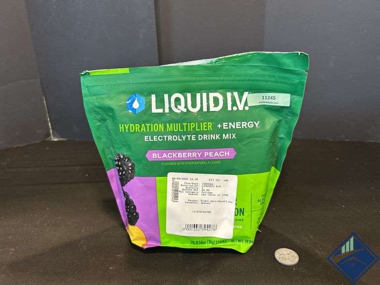 Liquid I.V. Hydration Multiplier + Energy Drink Mix, Blackberry Peach (26 Pack)