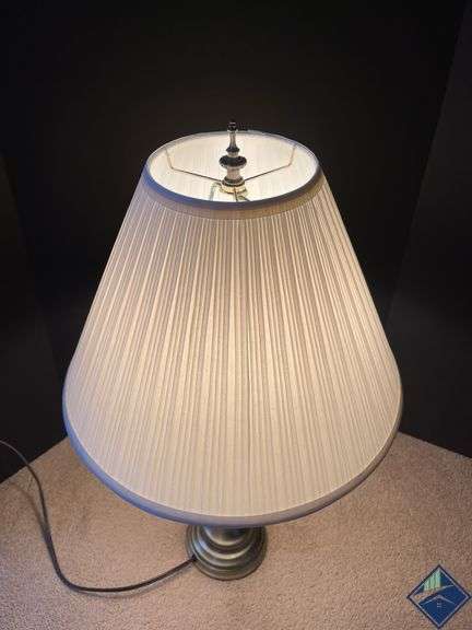 Brass Table Lamp with Pleated Shade