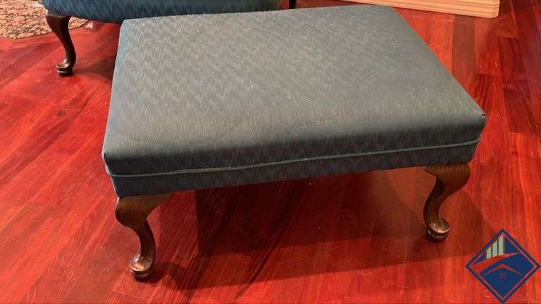 Green Wingback Armchair with Footrest