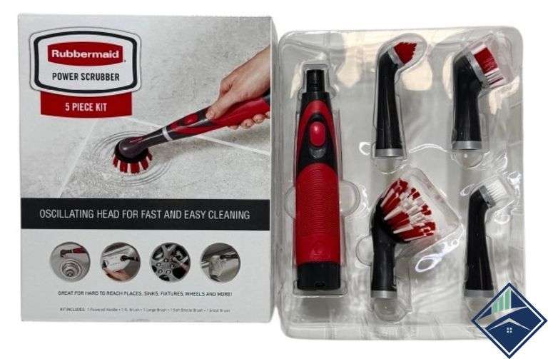 Rubbermaid Power Scrubber w/ 4 Osscilation Heads - Battery Powered - 5 Piece Kit - Like New - Like N