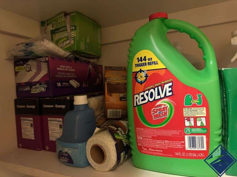 Swiffer Cleaning Pads, Resolve Stain Remover, Windex, etc.