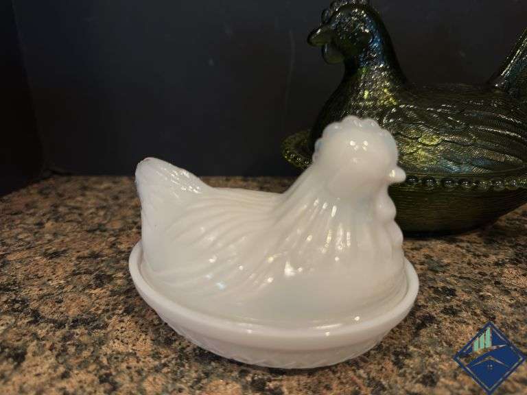 Vintage Glass Hen Candy Bowls