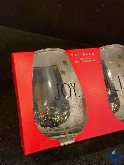 Rae Dunn Holiday Stemless Wine Glasses