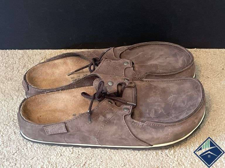 Birki’s Suede-Like Tie Clogs, Size EU 40