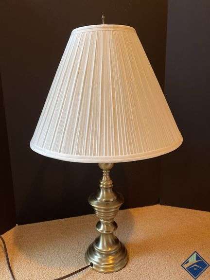 Brass Table Lamp with Pleated Shade