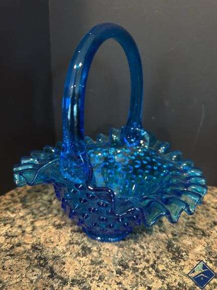 Blue Hobnail Baskets & Vase