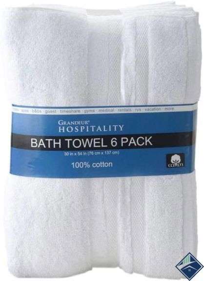 Grandeur Hospitality Bath Towel 6 Pack 34"x54" 100% Cotton - Mixed Condition - Mixed Condition