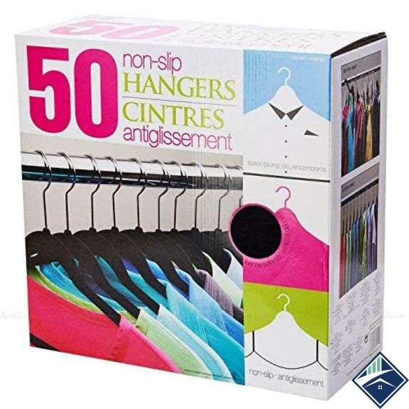 50 X Hangers Flocked Strong Non-Slip Space Saving Clothes Hanger - *NEW*