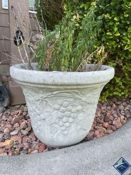 15” Concrete Pot with Decor