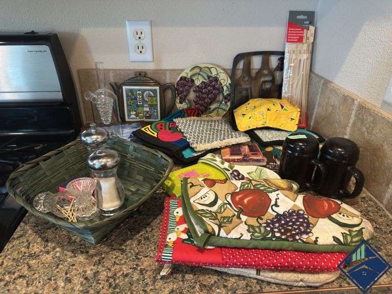Decanter, Salt & Pepper Shakers, Pot Holders, etc.