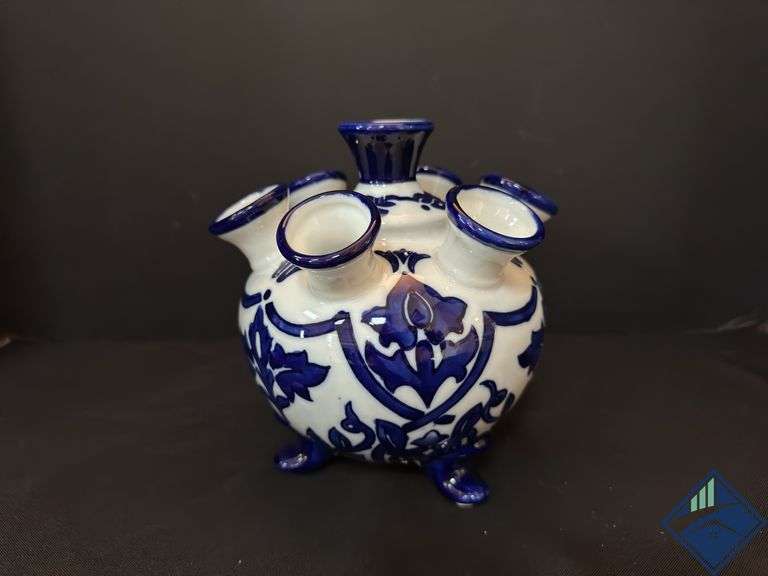 White & Blue Tulip Vase