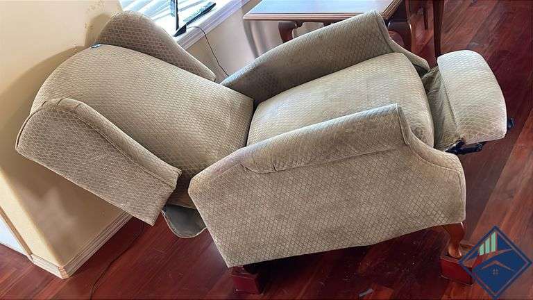 Vintage Reclining Green Wingback Armchair