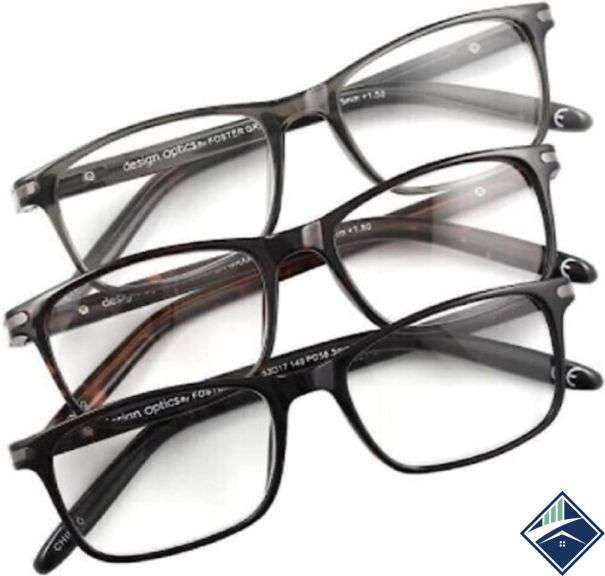 Design Optics by Foster Grant Full Frame Classic Reading Glasses +2.00 Reading Gasses 3 Ct - Mixed C