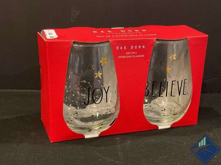 Rae Dunn Holiday Stemless Wine Glasses
