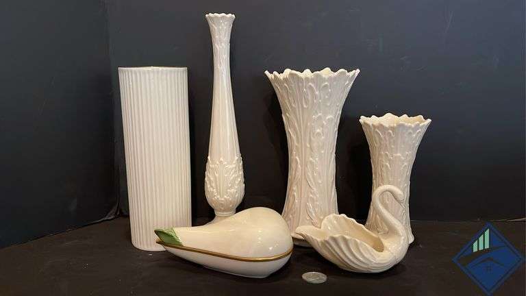 Vintage Lenox Vases, Pear Dish & Swan