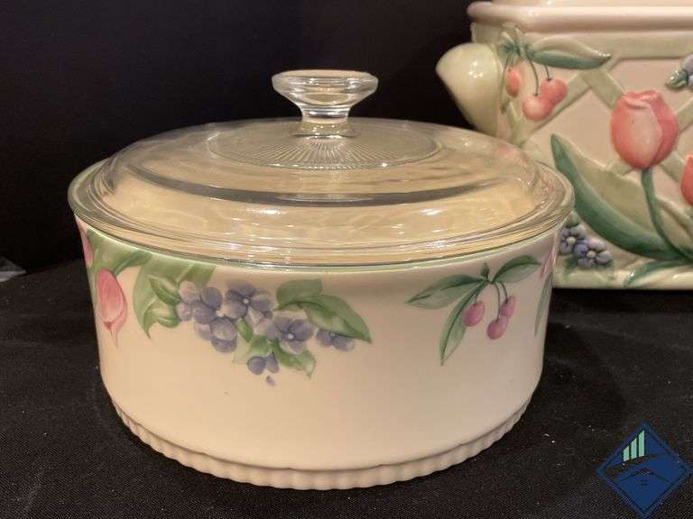 Pfaltzgraff Garden Party Casserole Dishes & Bread Container