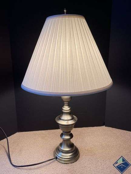 Brass Table Lamp with Pleated Shade