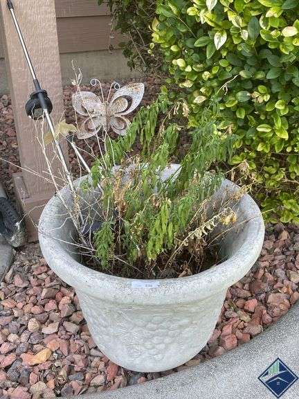 15” Concrete Pot with Decor