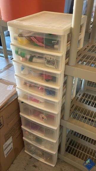 Organizer with Contents- Ribbons, Tape, Craft Supplies, etc.