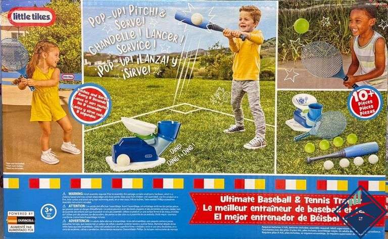 2-in-1 Pop 'N Pitch Trainer, Outdoor Sports Experience *Missing 2 Foam Tennis Balls* - Used