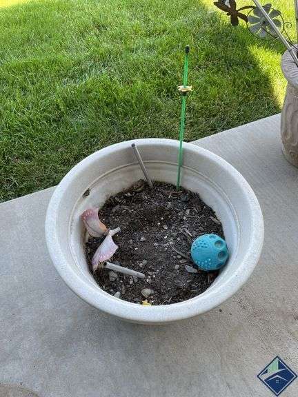 Planters with Yard Decor