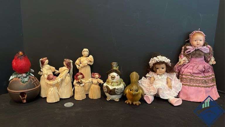 Corn Husk Dolls, Ceramic Festive Birds & Dolls
