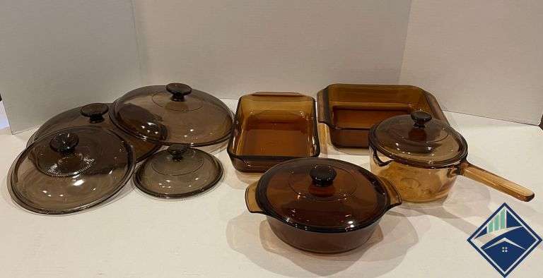 Vintage Brown Casserole Dishes, Cake Pans, etc.