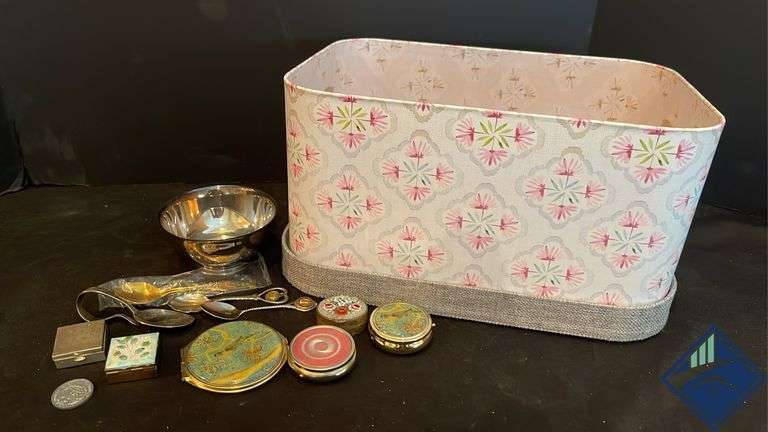 Vintage Pocket Mirror, Spoons & Pill Boxes