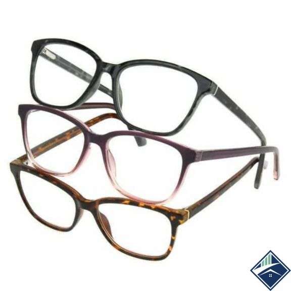 Design Optics Foster Grant Kiersey Plastic Square Reading Glasses 3 Pack +1.25 - Mixed Condition